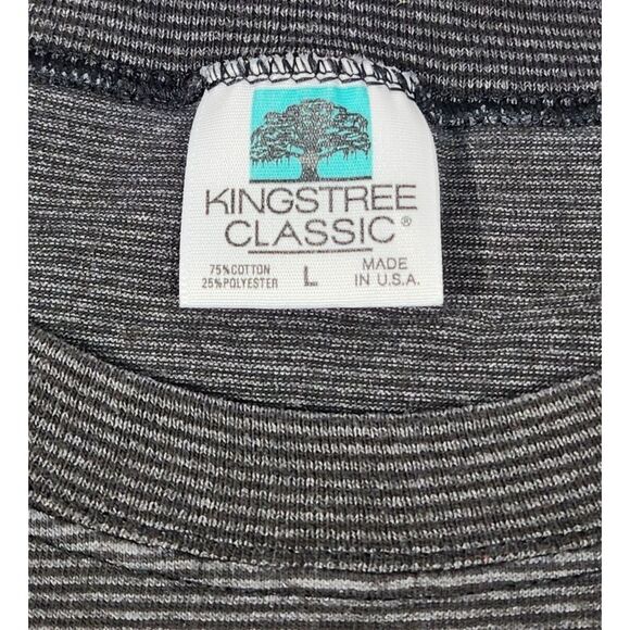 Vintage Kingstree Classic T-Shirt black striped WOLVES‎ single stitch Size L USA - Picture 4 of 5
